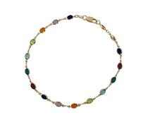 GGYTMQL 18K Gold Plated Multicolor Crystal Round Square Bracelet Necklace Made In Brazil Gemstone Necklace Double-sided Retro Crystal Bracelet