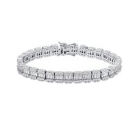 GGYTMQL 18K White Gold Moissanite Baguette Tennis Bracelet，10mm Geometric Design，8 Inch Fashion Jewelry Gift for All