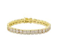GGYTMQL 18K White Gold Moissanite Baguette Tennis Bracelet，10mm Geometric Design，8 Inch Fashion Jewelry Gift for All