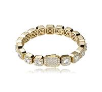 GGYTMQL 18K White Gold Moissanite Baguette Tennis Bracelet，10mm Geometric Design，8 Inch Fashion Jewelry Gift for All