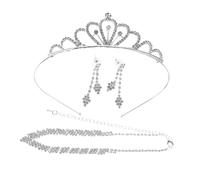 GGYTMQL 1Set Elegant Bridal Jewelry Simple Rhinestone Necklace Earring Hairband Accessories for Weddings Parties Special Occasions Comfortable Lightweight Design
