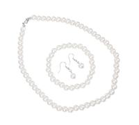 GGYTMQL 1Set Fashion Earrings Necklace Bracelet Set for Women Elegant Wedding Jewelry Set with Choker Decorative Accessories for Daily Wear and Special Occasions Pearl Design