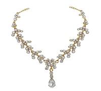 GGYTMQL 1Set Fashionable Rhinestone Jewelry Set for Weddings Elegant Necklace and Earring Accessories for Women for Bridal Dress Styling White Color