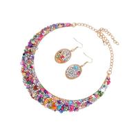 GGYTMQL 1Set Rhinestone Jewelry for Women Neck Jewelry and Earring Accessories for Parties Weddings Daily Wear Lightweight Durable Comfortable Design