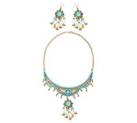 GGYTMQL 1Set Vintage Beaded Jewelry for Women Ethnic Necklace Earrings Lightweight Durable Costume Jewelry for Weddings Daily Wear