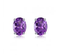 GGYTMQL 2.23ct genuine amethyst stud earrings solid jewelry for women earings gemstone jewelry