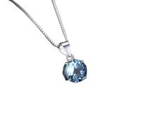 GGYTMQL 2.4ct Natural Blue Topaz 925 Pendant Necklace for Women Wedding Engagement Without Chain