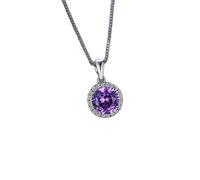 GGYTMQL 2.97ct Round Created Alexandrite Sapphire Pendant Necklace for Women Gemstone Choker no Chain Made in China