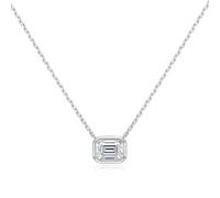 GGYTMQL 2 carats rectangle moissanite pendant necklace 100% 925 sterling silver emerald cut diamond necklace for women