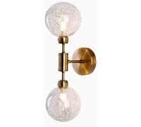 GGYTMQL 2 Lights Vintage Wall Sconce Clear Globe Place G9 Socket Industrial Retro Wall Lamp Brushed Gold Finish Antique Wall Light Mid Century Indoor Lighting for Restaurant Living Room Bathroom