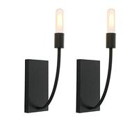 GGYTMQL 2 Set of Industrial Wall Light,Vintage Retro Wall Sconce Black Light Fitting for Kitchen Island Restaurant Bar Hotel Coffee Shop Living Room Decoration (2-Lights, Black)