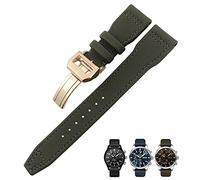 GGYTMQL 20mm 21mm 22mm Nylon Fiber Leather Strap Fits IWC IW377729 IW389001 Big Pilot Watch Green Blue Black Watch Strap, 21 mm, Nylon