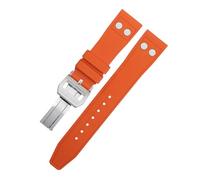 GGYTMQL 20MM 22MM Nature Fluororubber Rubber with Rivet Watchband for Strap Portugieser Soft Wristband Watch Strap