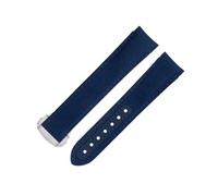 GGYTMQL 20mm Blue Line High Density Nylon Cowhide Watchbands for Strap for AT150 300 De Ville Curved End Watch Band