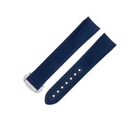 GGYTMQL 20mm Blue Line High Density Nylon Cowhide Watchbands for Strap for AT150 300 De Ville Curved End Watch Band