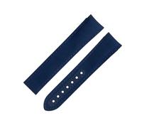 GGYTMQL 20mm Blue Line High Density Nylon Cowhide Watchbands for Strap for AT150 300 De Ville Curved End Watch Band