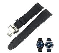 GGYTMQL 21mm 20mm Nylon Calfskin Black Blue Green Watch strap Fit for IW377714 MARK18 PILOT STOP GUN Leather Watchbands