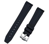 GGYTMQL 21mm Soft Rubber Silicone Watch Band Black Blue Gray Green Pin Buckle Watchband for Strap Conquest Series (Color : Green Strap, Size : 21mm)