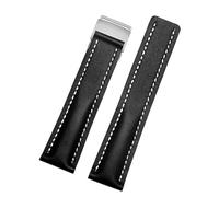 GGYTMQL 22mm 24mm Genuine Leather Strap Watch Band For Breitling mens watch cow leather bracelet with Deployment buckle