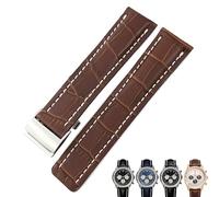 GGYTMQL 22mm 24mm Genuine Leather Strap Watch Band Soft for Navitimer Avenger Watchbands Steel Folding Buckle Men Bracelets