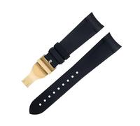 GGYTMQL 22mm Fluoro Rubber Watch Band Special for Tudor Strap Bay GMT Curved End Folding Buckle Wristband 41mm Dial