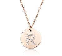 GGYTMQL 26 Letter Necklace Women silvery Plated Round Crystal Alphabet Pendant Choker Fashion Jewelry New Gift to Girl