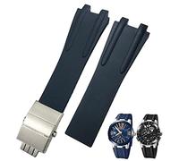 GGYTMQL 26mm Rubber Steel Folding Buckle Watch Band Fit for Blue Black Brown Sport Waterproof Strap accessories