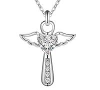 GGYTMQL 28mm 925 purple/heart zircon cross pendant necklace for woman wedding necklace jewelry gift