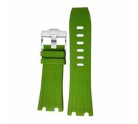 GGYTMQL 28Mm Rubber Silicone Watchband Men Watch Strap Band Adjustable Watch Band Waterproof for AUDE&Mars -Uet Ap 15703-Blue/White