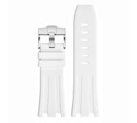 GGYTMQL 28Mm Rubber Silicone Watchband Men Watch Strap Band Adjustable Watch Band Waterproof for AUDE&Mars -Uet Ap 15703-Blue/White
