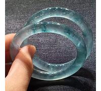 GGYTMQL 2pc Natural Women's Translucent Color Round Bar Jade Bangles, Elegant Jade Bangle Bracelet for Women, The for Family, for Friends, with Jewelry Box, 54-64mm,60mm