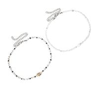 GGYTMQL 2pcs Bead Abalone Decor Costume Anklets Bangles Accessories Charm Choker Rings Cowrie Protection Beach Jewelry Holder Spinner Chain Rope Necklace Holiday Bracelets Shell