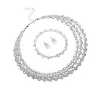 GGYTMQL 3 Pcs Bridal Jewelry Set with Rhinestone Necklace Earrings Bracelet for Weddings Elegant Jewelry for Brides Bridesmaids and Special Occasions
