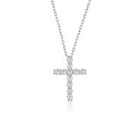 GGYTMQL 3mm round cut d vvs1 moissanite cross necklace for women 925 sterling silver diamond neck chain