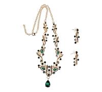 GGYTMQL 3pc Bridal Jewelry Set Rhinestone Necklace Earring Set Vintage Style for Women's Wedding Dress