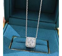 GGYTMQL 7 * 7mm Pink Yellow high Carbon Diamond Pendant Necklace for Women Sparkling Wedding Jewelry