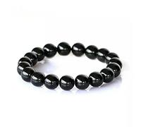 GGYTMQL 8mm Genuine Black Natural Tourmaline Gemstone Crystal Stretch Bracelet