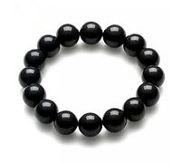 GGYTMQL 8mm Genuine Black Natural Tourmaline Gemstone Crystal Stretch Bracelet