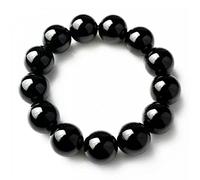 GGYTMQL 8mm Genuine Black Natural Tourmaline Gemstone Crystal Stretch Bracelet