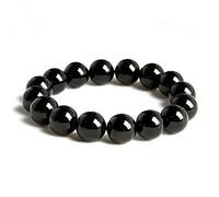 GGYTMQL 8mm Genuine Black Natural Tourmaline Gemstone Crystal Stretch Bracelet