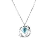 GGYTMQL 925 Blue Crystal Planet Star Charm Pendant Christmas Jewelry Necklace for Women Wedding Choker