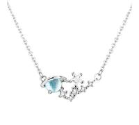 GGYTMQL 925 Blue Crystal Planet Star Charm Pendant Christmas Jewelry Necklace for Women Wedding Choker
