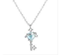 GGYTMQL 925 Blue Crystal Planet Star Charm Pendant Christmas Jewelry Necklace for Women Wedding Choker