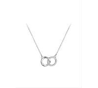 GGYTMQL 925 Crystal Double Round Bead Charm Pendant Necklace for Women Wedding Jewelry Choker Collar