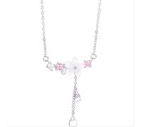GGYTMQL 925 Crystal Shell Cherry Blossoms Charm Necklace for Women Choker collares Wedding Party Jewelry