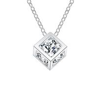 GGYTMQL 925 Cube Zirconia Crystal Pendant Necklace for Women Gift 45cm Link Chain Choker collares Wedding Jewelry