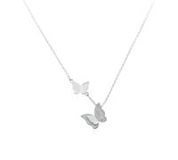 GGYTMQL 925 Double Butterfly Charm Necklace for Women Wedding Party Christmas Jewelry Accessories Choker