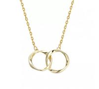 GGYTMQL 925 Double Circle Charm Necklace for Women Link Chain Party Jewelry Choker
