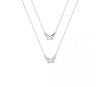 GGYTMQL 925 Double Layer Crystal Butterfly Charm Necklace for Women Wedding Party Jewelry Accessories Choker