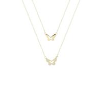 GGYTMQL 925 Double Layer Crystal Butterfly Necklace for Women Wedding Party Jewelry Accessories Choker